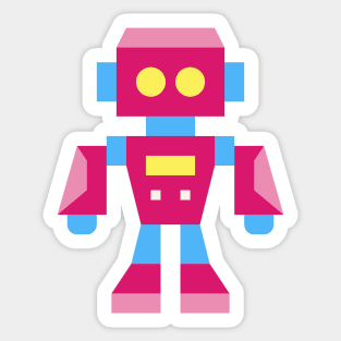 Pink and Blue Toy Robot Action Figure Sticker